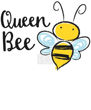 Téléchargez les illustrations : Reine abeille conception vectorielle typographique, texte isolé, composition de lettrage - en licence libre de droit