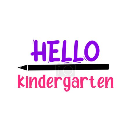 Illustration for Hello kindergarten  typographic vector design, isolated text, lettering composition - Royalty Free Image