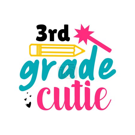 Illustration for 3rd drade cutie  typographic vector design, isolated text, lettering composition - Royalty Free Image