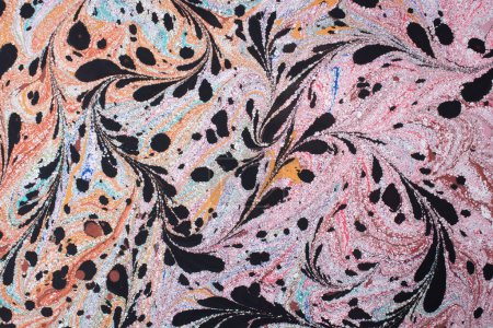 Téléchargez les photos : Fond d'art ebru créatif avec peinture abstraite. Texture marbrée motifs floraux - en image libre de droit