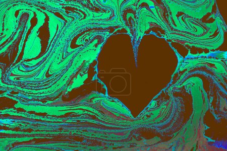 Téléchargez les photos : Fond marbré Ebru avec forme de coeur. - en image libre de droit