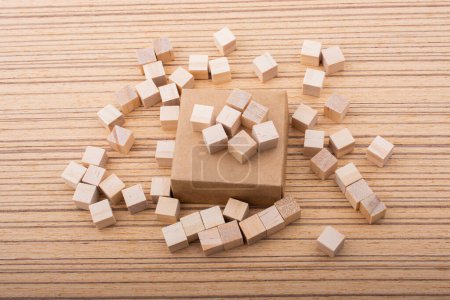 Foto de Cubos de juguete de madera como objetos educativos y de concepto de negocios - Imagen libre de derechos