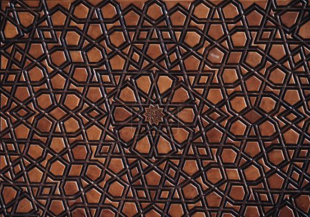 Photo for Ottoman Turkish  art with geometric patterns on wood - Royalty Free Image