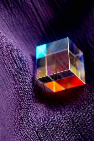 Photo for Luminous prism cubes refract light in different colors. - Royalty Free Image