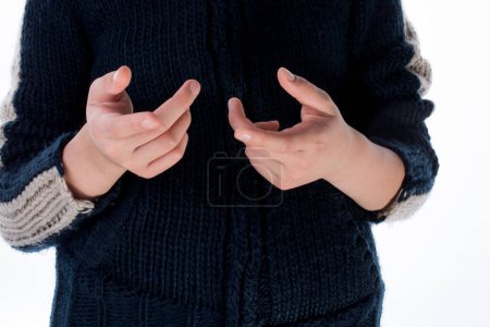 Photo for Hand making a gesture on a white background - Royalty Free Image