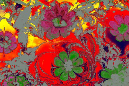 Téléchargez les photos : Abstrait ebru cover art. Floral Ebru marbrage texture fond design. - en image libre de droit