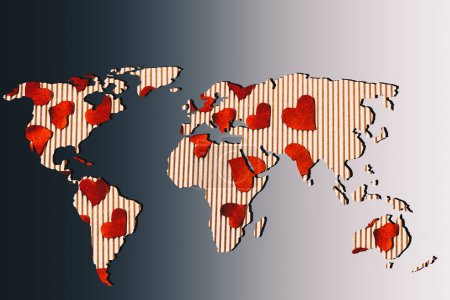 Téléchargez les photos : Carte du monde grossièrement tracée avec un fond gris - en image libre de droit