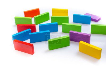 Photo for Colorful Domino Blocks placed on a white background - Royalty Free Image