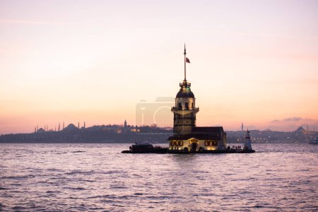 Photo for Maidens Tower located in the middle of Bosporus - Royalty Free Image