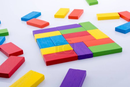 Photo for Colorful Domino Blocks on a white background - Royalty Free Image