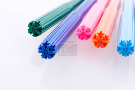 Photo for Color felt-tip pens  of various color on white background - Royalty Free Image