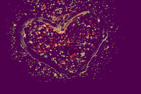 Photo for Heart on a glass with paint splash effect on it on a black background - Royalty Free Image
