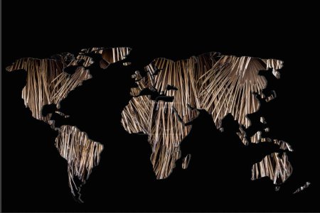 Téléchargez les photos : Schéma détaillé de la carte du monde en tant que concepts d'entreprise mondiaux - en image libre de droit