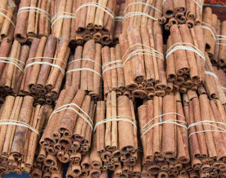 Photo for Bundles of Cinnamon sticks in stock - Royalty Free Image