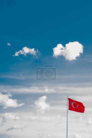 Photo for Turkish national flag hang in view in open air - Royalty Free Image