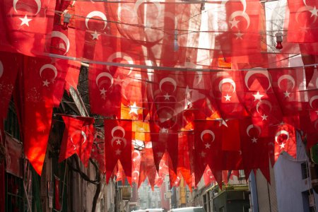Photo for Turkish national flag in open air on a rope - Royalty Free Image