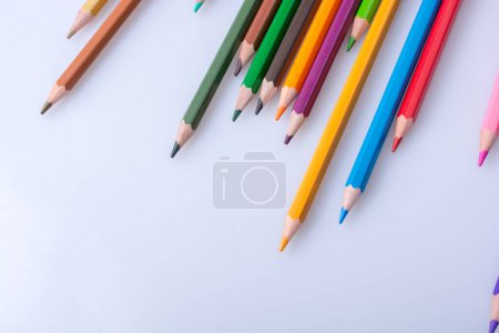 Photo for Color Pencils of Various colors placed on white background - Royalty Free Image
