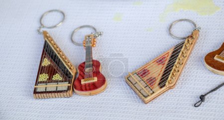 Photo for Set of  models of musical instruments made of wood - Royalty Free Image