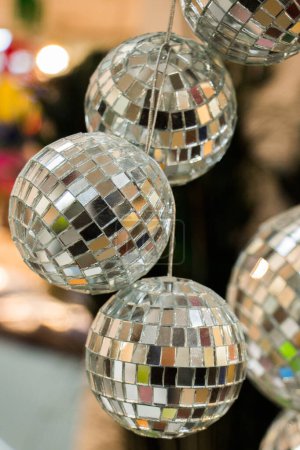 Photo for Disco balls with mirror pieces for dancing in a disco club - Royalty Free Image