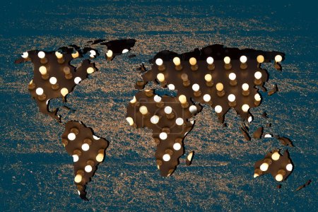 Téléchargez les photos : Carte du monde avec lampes - en image libre de droit