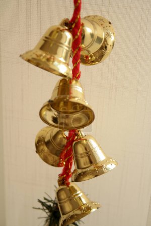 Photo for Colorful New Year, Christmas tree bell decoration toys. - Royalty Free Image