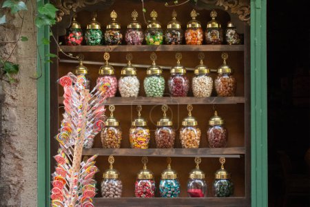 Photo for Jars with colorful different delicious candies - Royalty Free Image