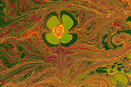 Foto de .Arte tradicional del mármol de Ebru. Patrón floral de jaspeado abstracto para tela - Imagen libre de derechos