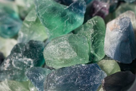 Photo for Fluorite green crystal, shades of green, magent - Royalty Free Image