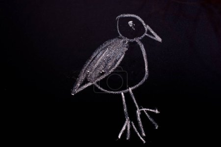 Photo for Chalk drawn bird on blackboard - Royalty Free Image