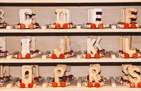 Photo for Alphabet  ABC  wooden  letters for early education concept - Royalty Free Image
