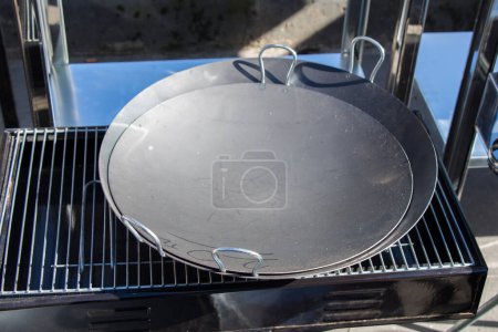 Photo for Set of new metal pans as cookware - Royalty Free Image