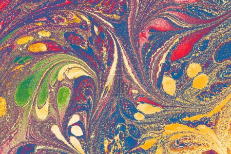 Téléchargez les photos : Fond d'art ebru créatif avec peinture abstraite. Texture marbrée motifs floraux - en image libre de droit
