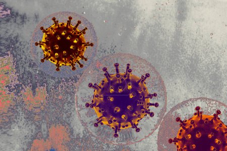 Foto de Brote de enfermedad por Coronavirus (COVID-19) y antecedentes de gripe por coronavirus. - Imagen libre de derechos
