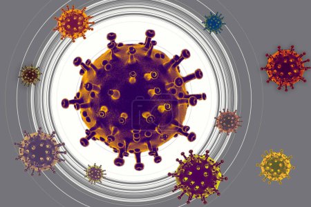 Foto de Enfermedad por Coronavirus COVID-19 antecedentes de brote. Detener la propagación del brote pandémico mundial del virus Corona - Imagen libre de derechos