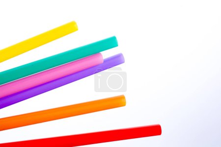 Photo for Different color of straw on a white background - Royalty Free Image