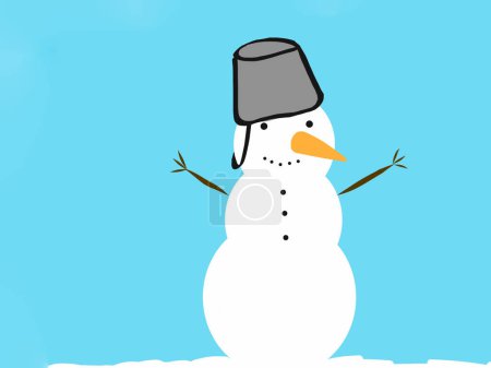 Photo for Cute snowman portrait.  illustration with cartoon character good for card and print design - Royalty Free Image
