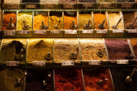 Photo for Oriental  colorful spices in a traditional Turkish Spice Bazaar - Royalty Free Image