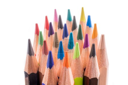 Photo for Color pencils of various color on a white background - Royalty Free Image