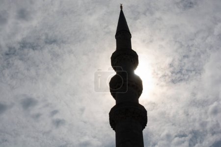 Outer view of Minaret of a mosque. Travel to Turkey concept