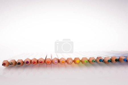 Photo for Color pencils of various color on a white background - Royalty Free Image