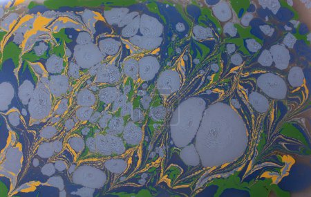 Foto de Fondo creativo de arte ebru con pintura abstracta. Textura de mármol patrones florales - Imagen libre de derechos