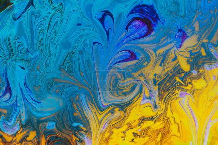 Foto de Fondo creativo de arte ebru con pintura abstracta. Patrones de textura jaspeada - Imagen libre de derechos