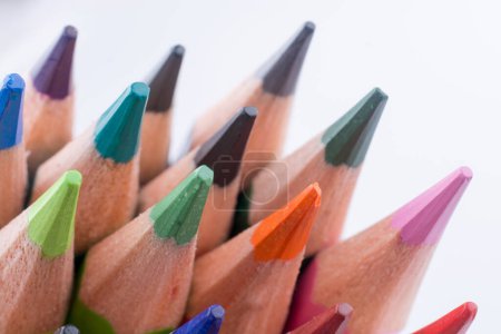Photo for Color pencils of various colors on a white background - Royalty Free Image