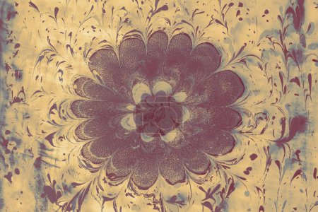 Foto de Fondo creativo de arte ebru con pintura abstracta. Textura de mármol patrones florales - Imagen libre de derechos