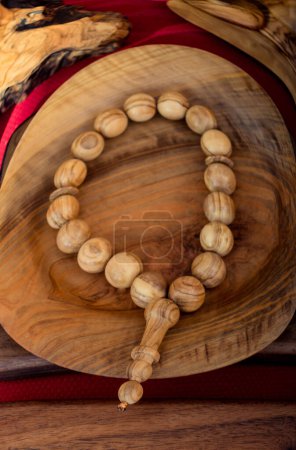 Praying beads made of wood in view