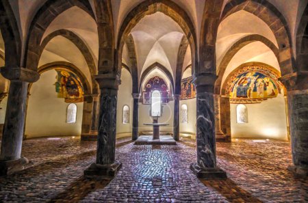 Photo for Fossacesia - Abruzzo - Medieval Church of San Giovanni in Venere: Interior of the crypt. HDR photo - Royalty Free Image