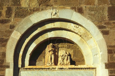 Photo for Fossacesia - Abruzzo - Medieval Church of San Giovanni in Venere: Detail of the lunette on the Main Portal - Royalty Free Image