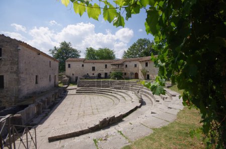 View of the theater in the archaeological site of Altilia located in Sepino, Molise, Italy.