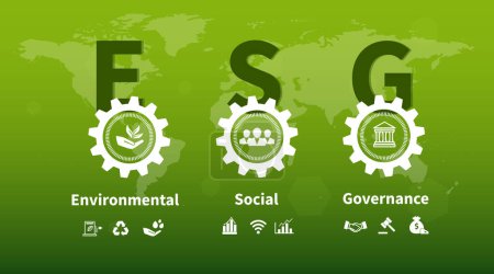 Nachhaltiges Geschäft oder Green Business Vektor Illustration Hintergrund mit Verbindung Symbol Konzept im Zusammenhang mit umweltfreundlichen Umwelt-Symbol gesetzt. Web und Social Header Banner für ESG.