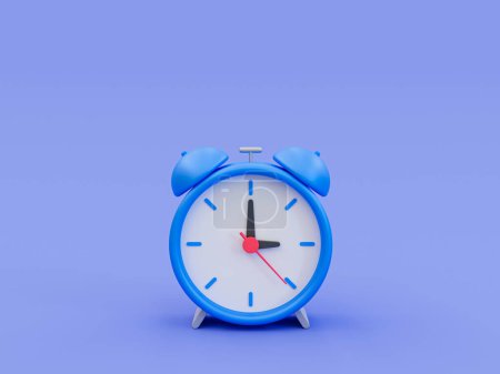Photo for 3d minimal alarm clocks. urgent work. race against time concept. competing against time. alarm clock isolated on blue background. 3d rendering illustration. - Royalty Free Image